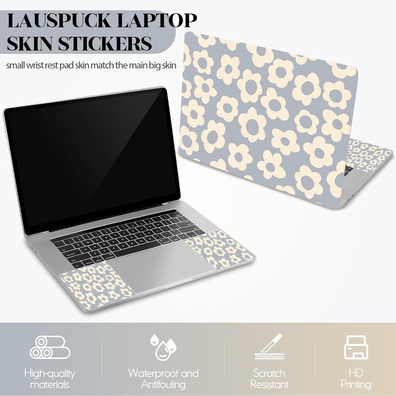 Lauspuck 12 13 13.3 14 15 15.4 15.6 inch Laptop Skin Sticker Protector Cover Decal, Blue Flower Laptop Notebook Vinyl Skin Sticker Cover Personalized Soft Art Case - Image 2